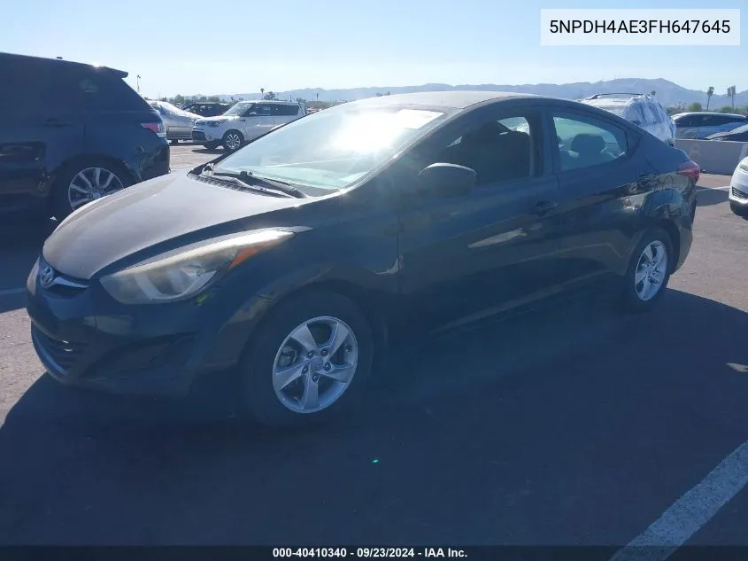 5NPDH4AE3FH647645 2015 Hyundai Elantra Se