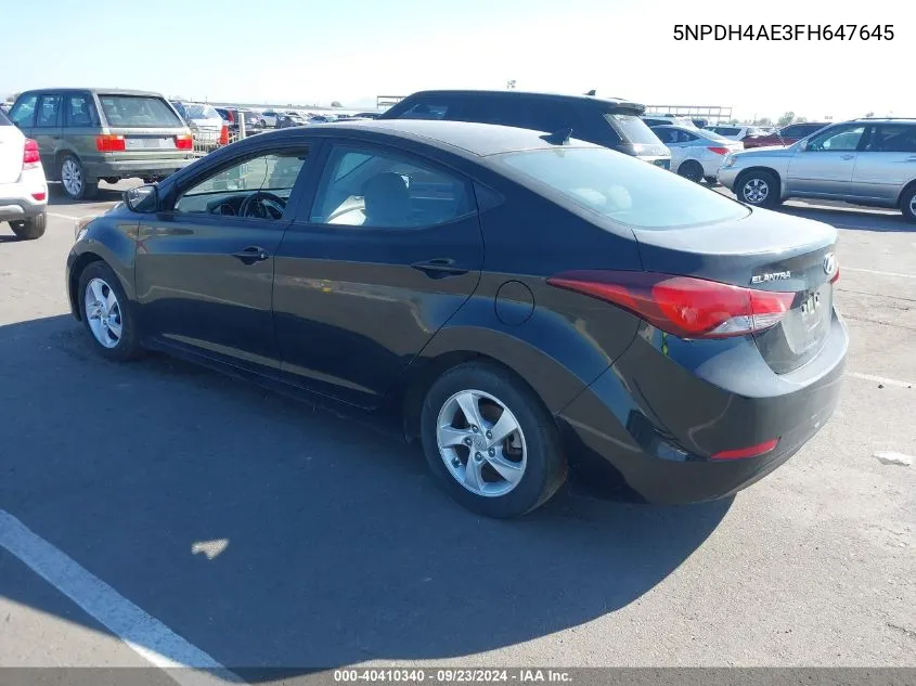 5NPDH4AE3FH647645 2015 Hyundai Elantra Se