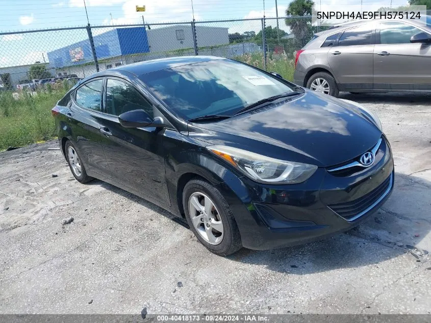 2015 Hyundai Elantra Se VIN: 5NPDH4AE9FH575124 Lot: 40418173