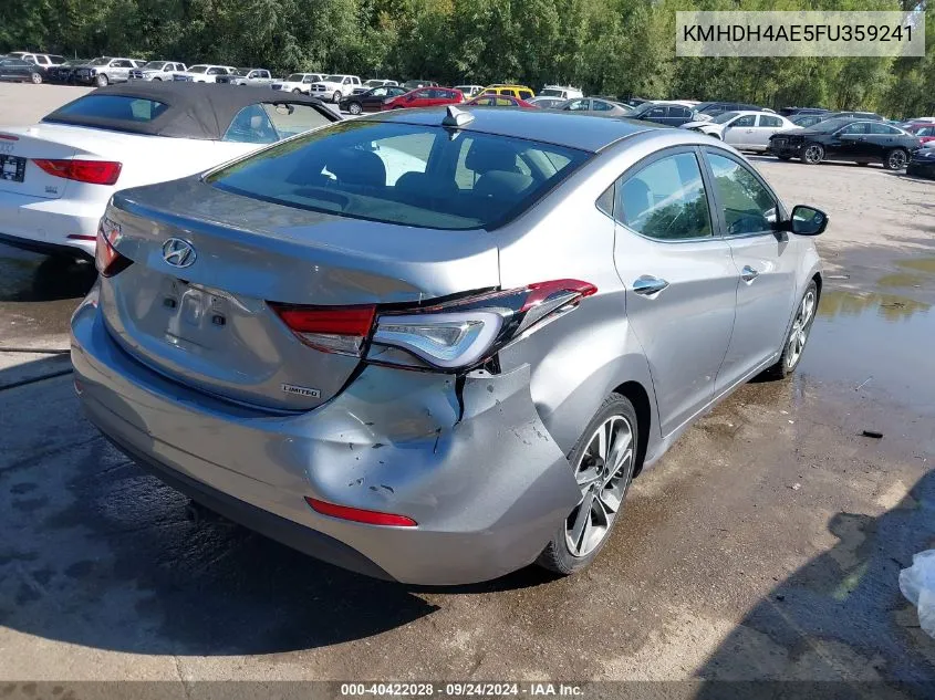 2015 Hyundai Elantra Limited VIN: KMHDH4AE5FU359241 Lot: 40422028