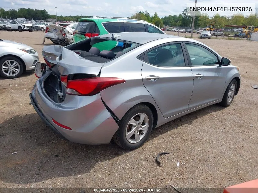 2015 Hyundai Elantra Se/Sport/Limited VIN: 5NPDH4AE6FH579826 Lot: 40427923