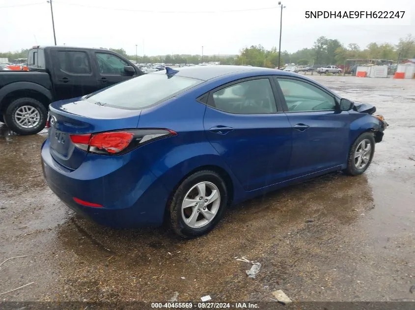 2015 Hyundai Elantra Se VIN: 5NPDH4AE9FH622247 Lot: 40455569