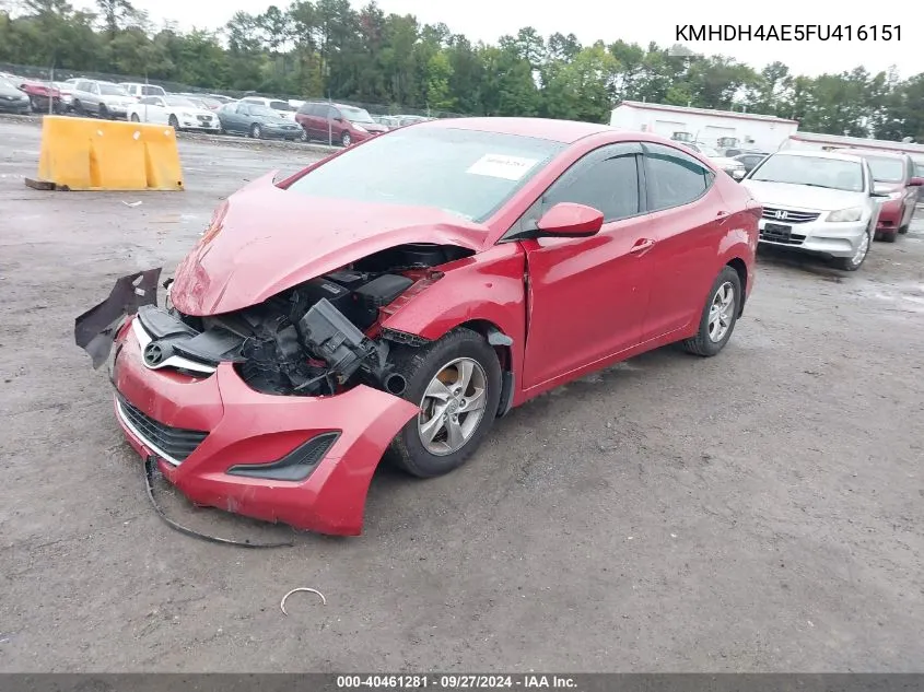 KMHDH4AE5FU416151 2015 Hyundai Elantra Se