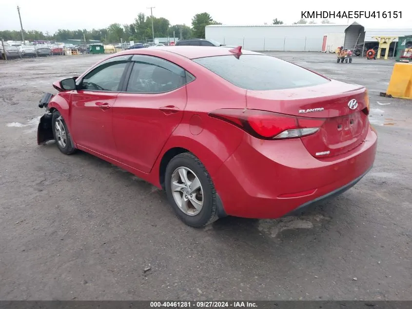 2015 Hyundai Elantra Se VIN: KMHDH4AE5FU416151 Lot: 40461281