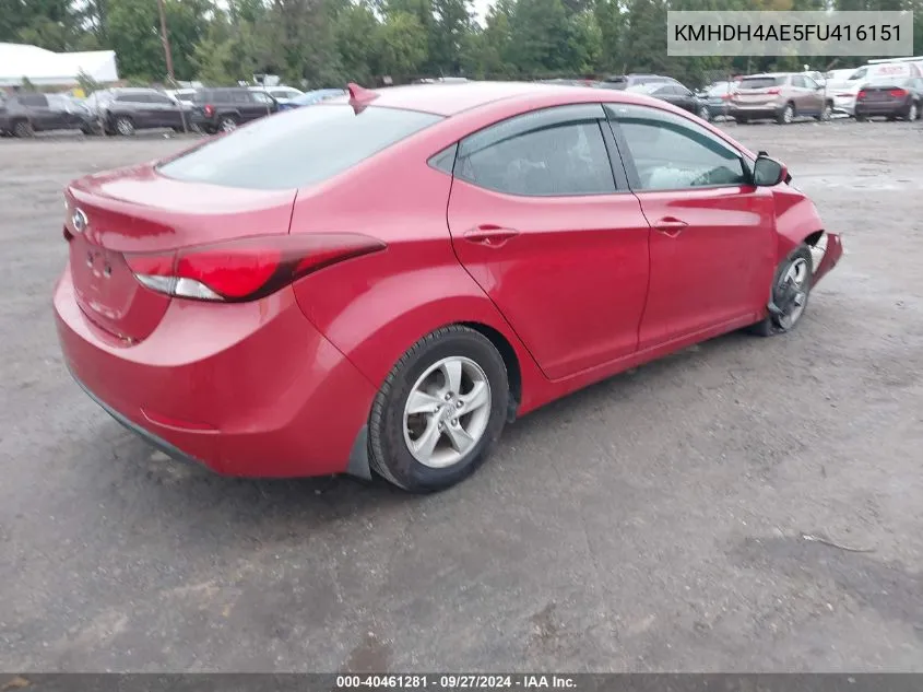 KMHDH4AE5FU416151 2015 Hyundai Elantra Se