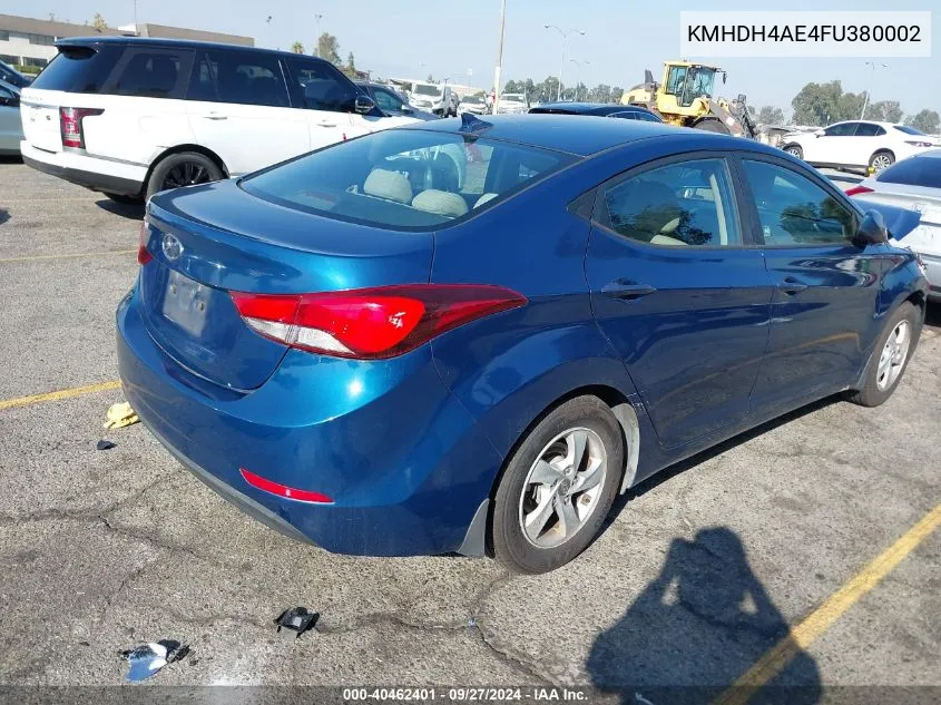 KMHDH4AE4FU380002 2015 Hyundai Elantra Se