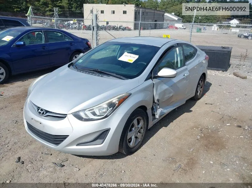 5NPDH4AE6FH600092 2015 Hyundai Elantra Se