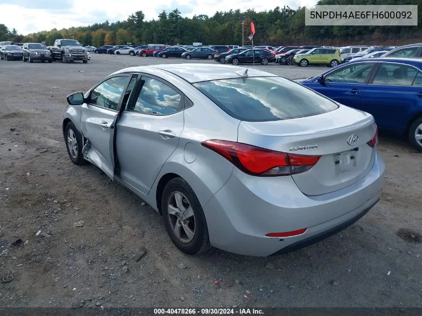 5NPDH4AE6FH600092 2015 Hyundai Elantra Se