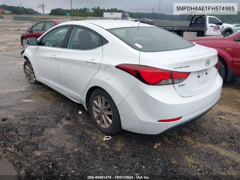 2015 Hyundai Elantra Se VIN: 5NPDH4AE1FH574985 Lot: 40481478