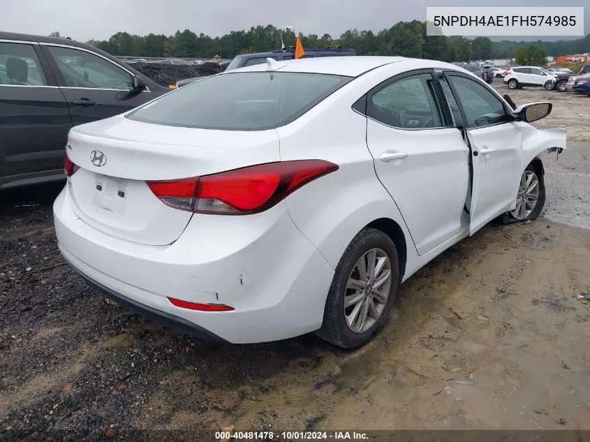 2015 Hyundai Elantra Se VIN: 5NPDH4AE1FH574985 Lot: 40481478