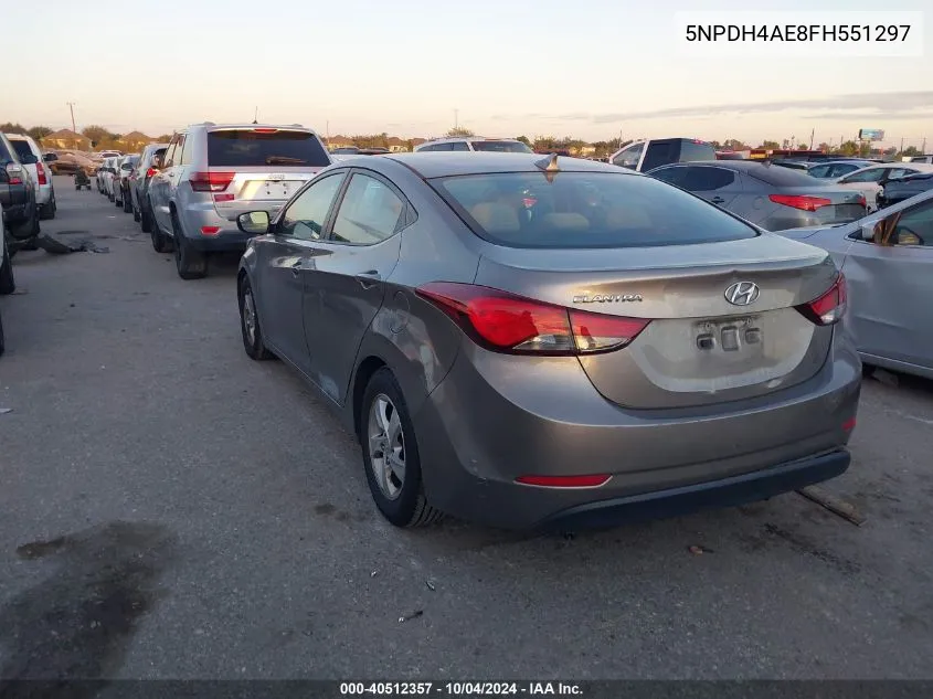 2015 Hyundai Elantra Se VIN: 5NPDH4AE8FH551297 Lot: 40512357