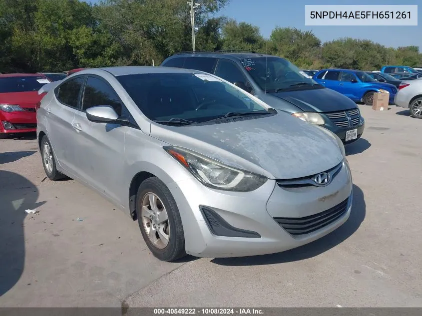 2015 Hyundai Elantra Se VIN: 5NPDH4AE5FH651261 Lot: 40549222