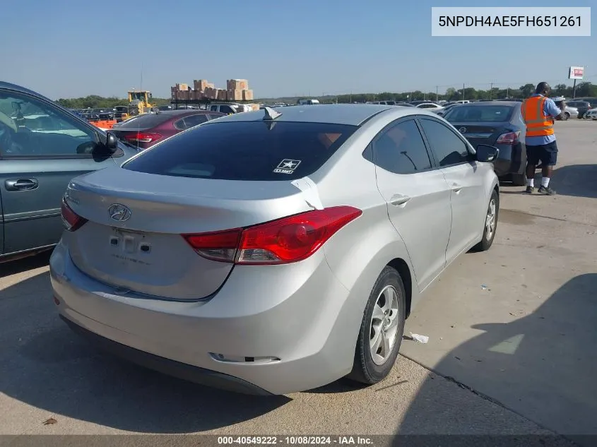 2015 Hyundai Elantra Se VIN: 5NPDH4AE5FH651261 Lot: 40549222