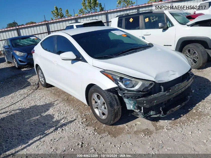 2015 Hyundai Elantra Se VIN: 5NPDH4AE6FH562217 Lot: 40623209