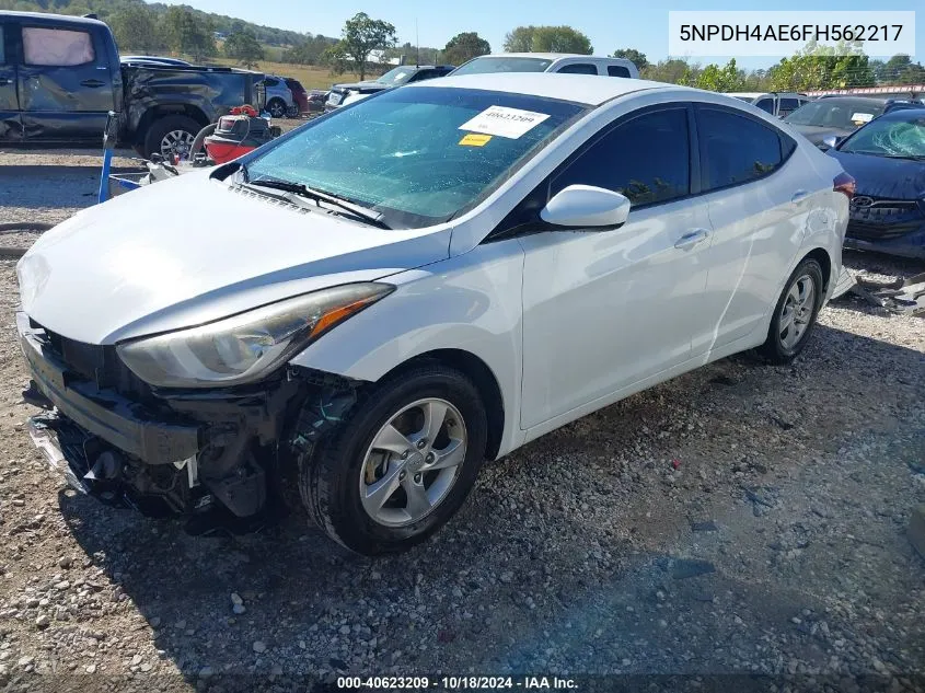 2015 Hyundai Elantra Se VIN: 5NPDH4AE6FH562217 Lot: 40623209