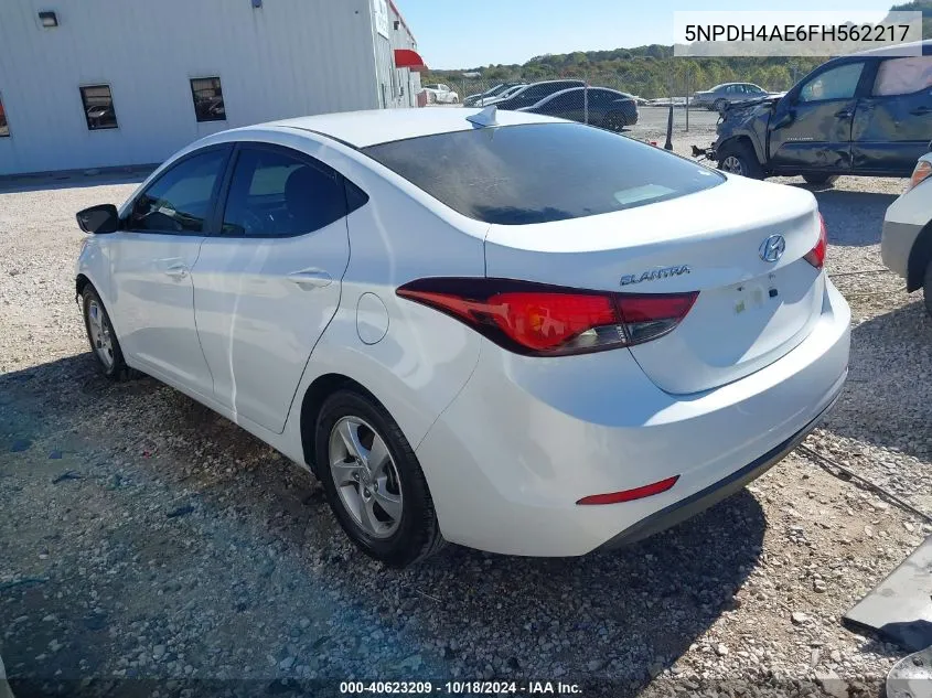 2015 Hyundai Elantra Se VIN: 5NPDH4AE6FH562217 Lot: 40623209