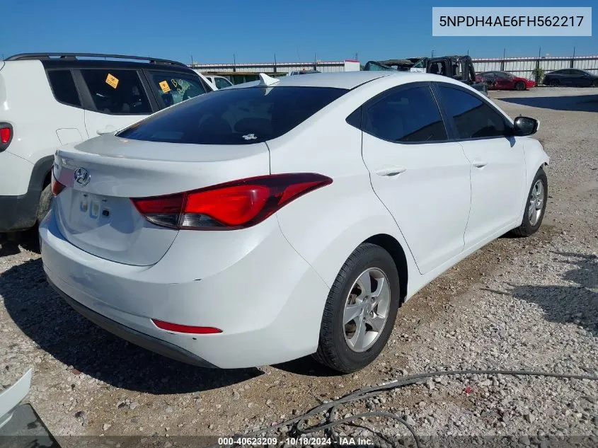 2015 Hyundai Elantra Se VIN: 5NPDH4AE6FH562217 Lot: 40623209