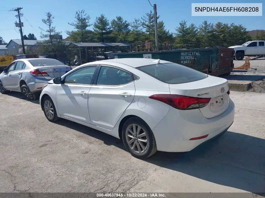 2015 Hyundai Elantra Se VIN: 5NPDH4AE6FH608208 Lot: 40637945