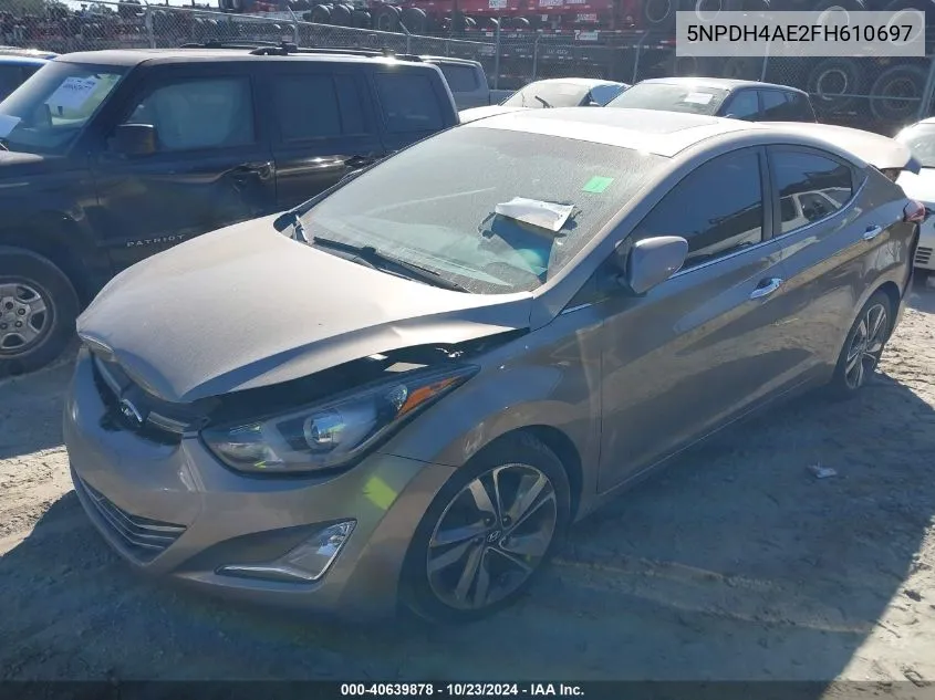 2015 Hyundai Elantra Limited VIN: 5NPDH4AE2FH610697 Lot: 40639878