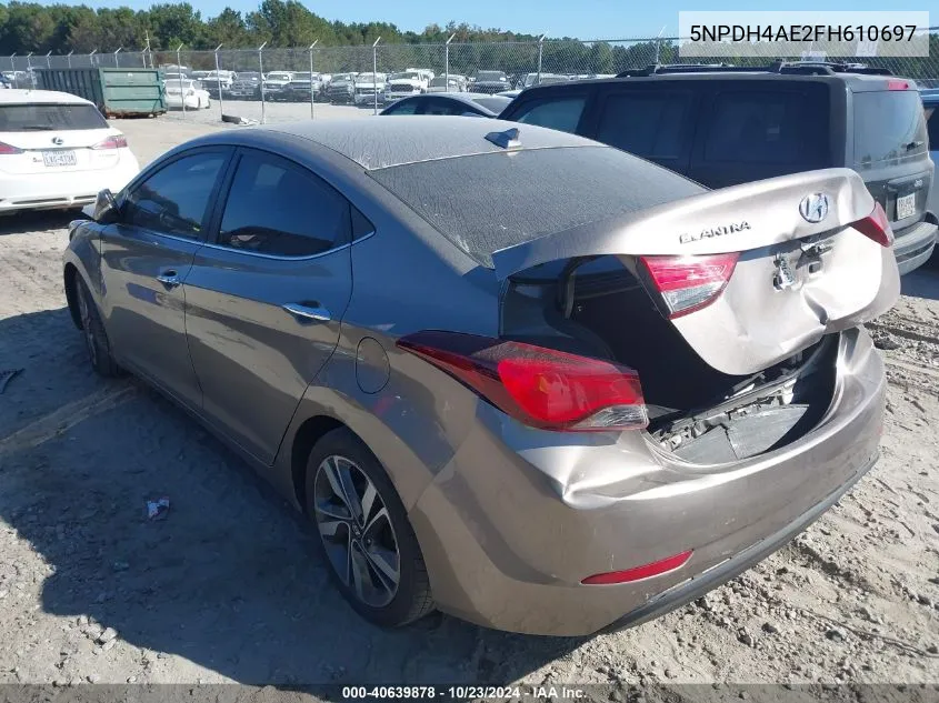 2015 Hyundai Elantra Limited VIN: 5NPDH4AE2FH610697 Lot: 40639878