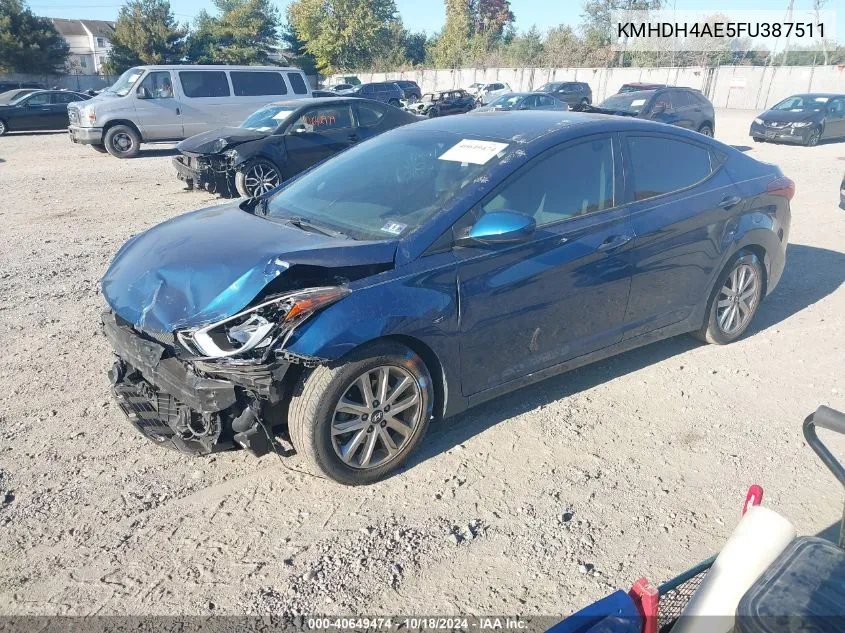 KMHDH4AE5FU387511 2015 Hyundai Elantra Se