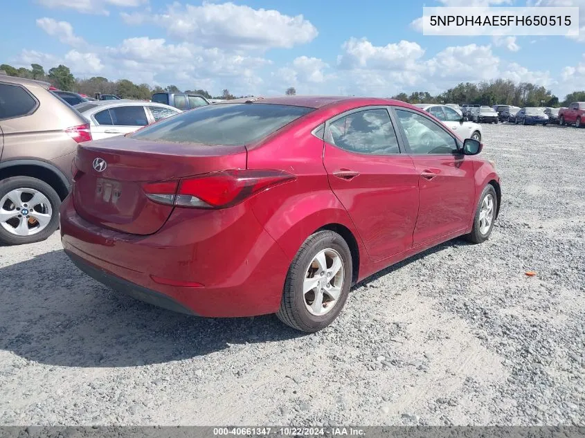 2015 Hyundai Elantra Se VIN: 5NPDH4AE5FH650515 Lot: 40661347