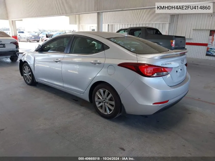 2015 Hyundai Elantra Se/Sport/Limited VIN: KMHDH4AE2FU414860 Lot: 40665018