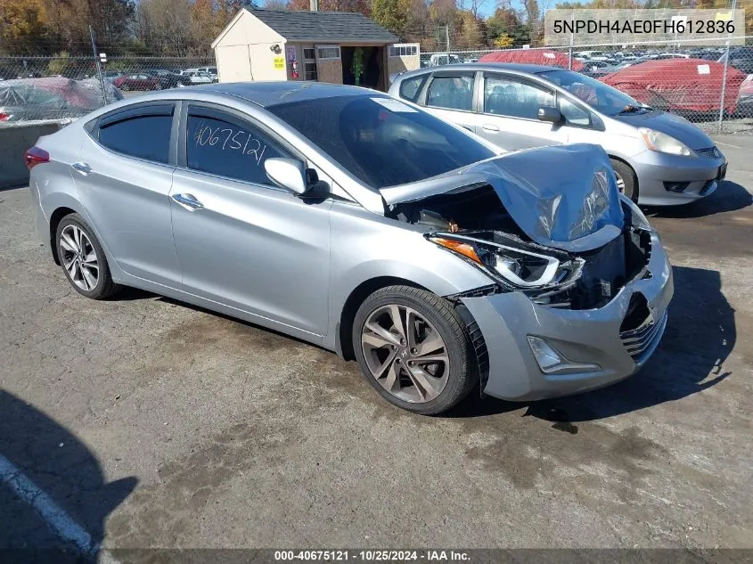 2015 Hyundai Elantra Limited VIN: 5NPDH4AE0FH612836 Lot: 40675121