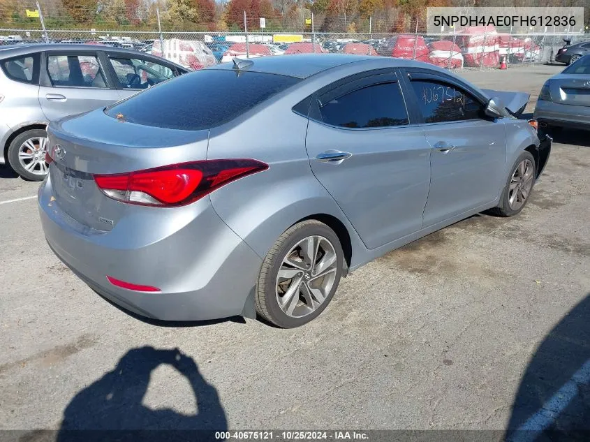 2015 Hyundai Elantra Limited VIN: 5NPDH4AE0FH612836 Lot: 40675121