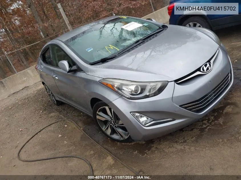 2015 Hyundai Elantra Limited (Ulsan Plant) VIN: KMHDH4AE0FU415702 Lot: 40767173