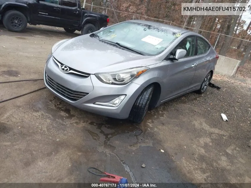 2015 Hyundai Elantra Limited (Ulsan Plant) VIN: KMHDH4AE0FU415702 Lot: 40767173