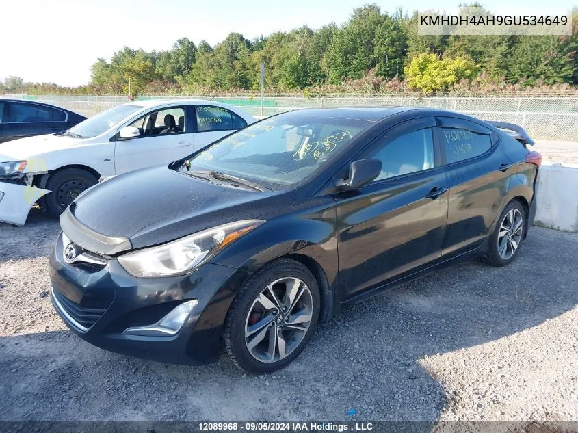 KMHDH4AH9GU534649 2016 Hyundai Elantra Gls