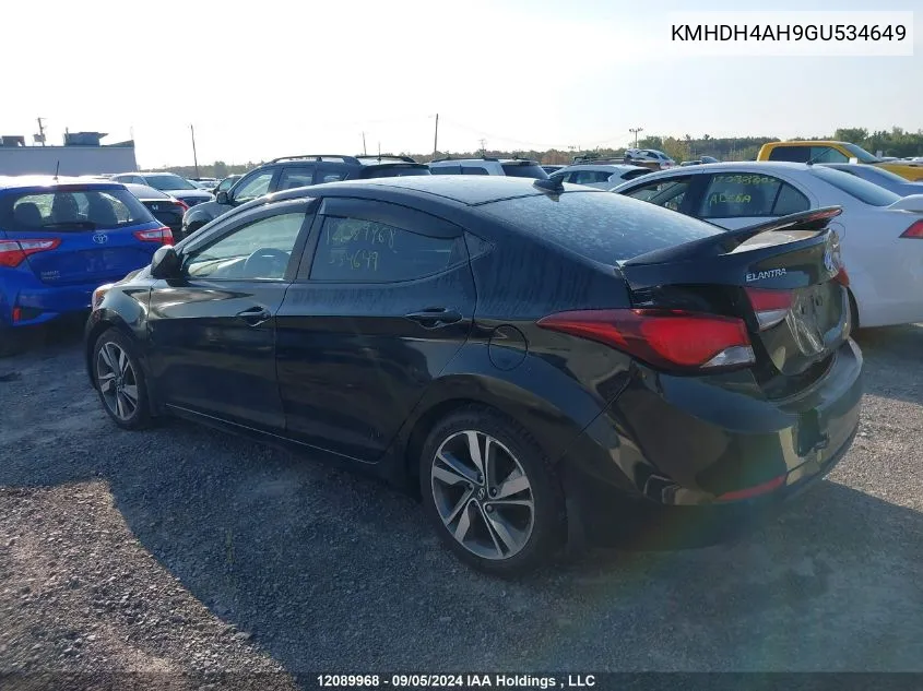 KMHDH4AH9GU534649 2016 Hyundai Elantra Gls