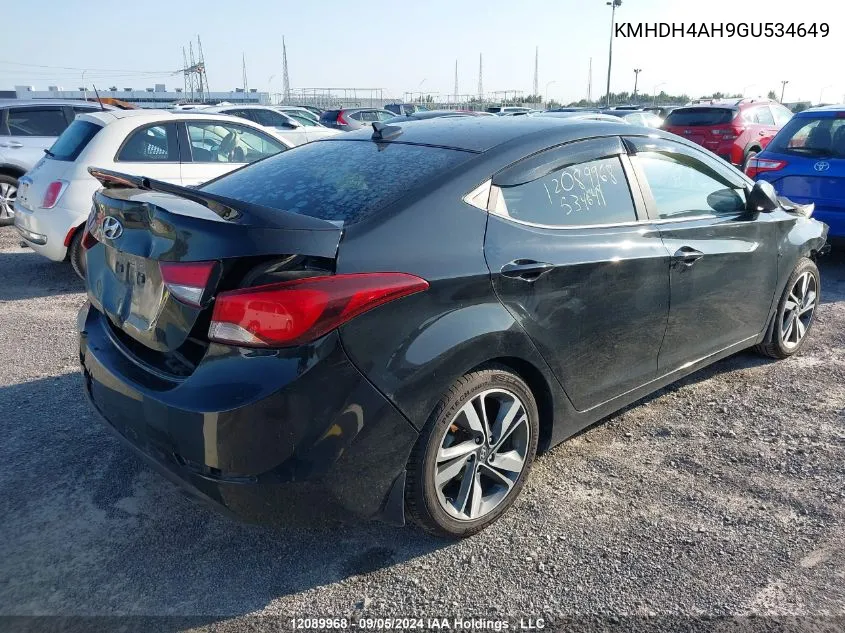 KMHDH4AH9GU534649 2016 Hyundai Elantra Gls