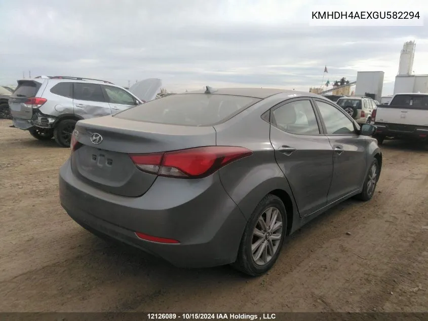 2016 Hyundai Elantra Se/Sport/Limited VIN: KMHDH4AEXGU582294 Lot: 12126089