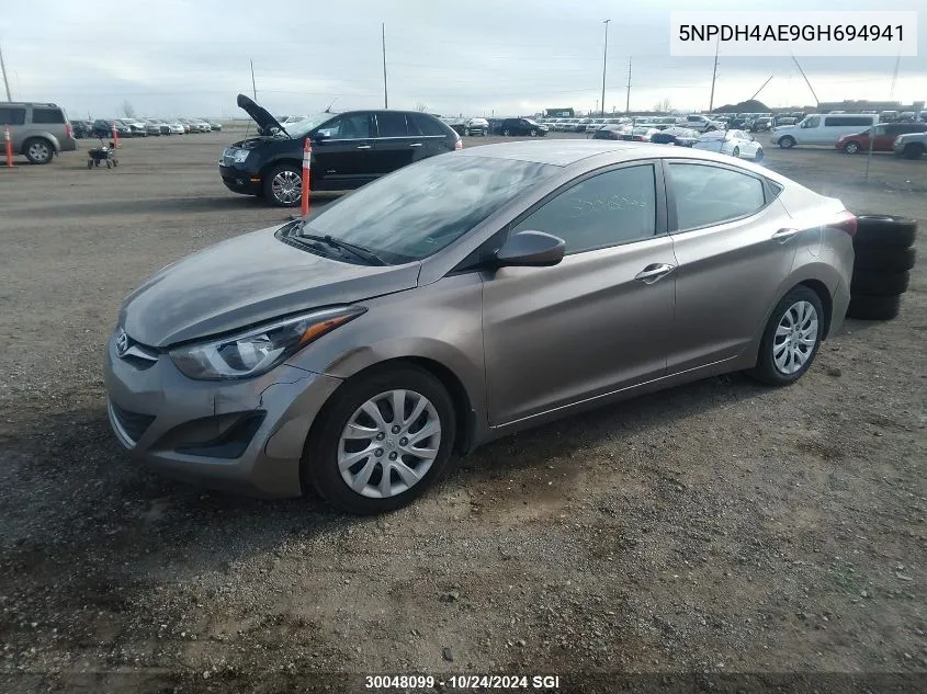 2016 Hyundai Elantra Se/Sport/Limited VIN: 5NPDH4AE9GH694941 Lot: 30048099