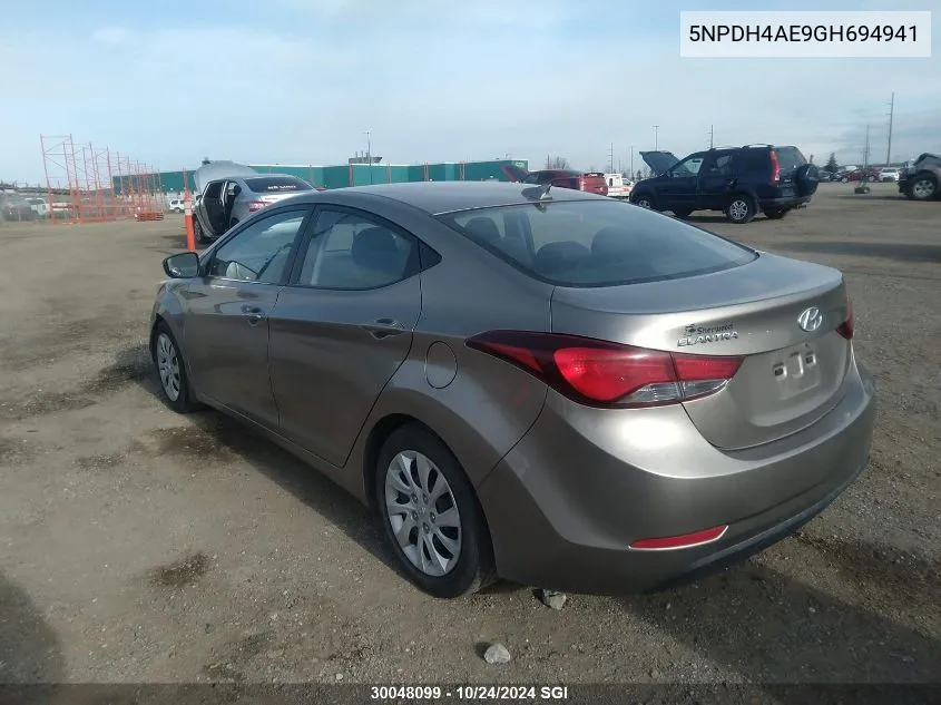 2016 Hyundai Elantra Se/Sport/Limited VIN: 5NPDH4AE9GH694941 Lot: 30048099