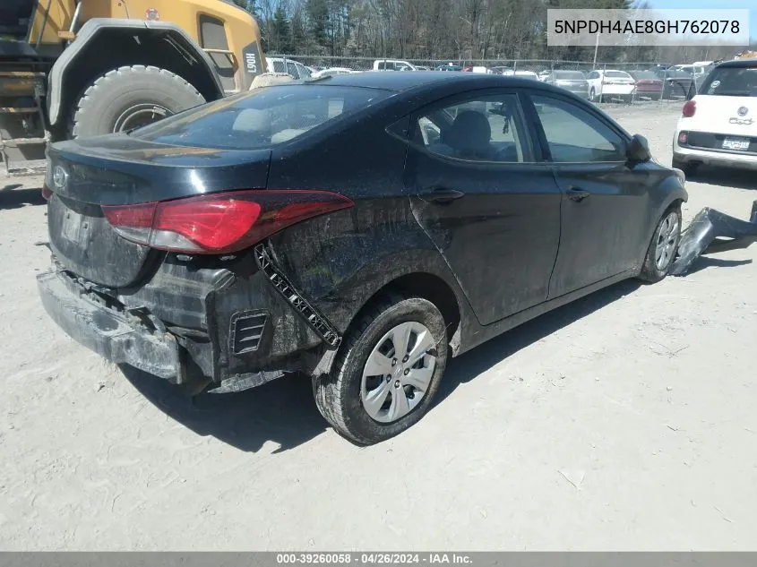 5NPDH4AE8GH762078 2016 Hyundai Elantra Se