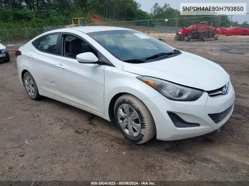 5NPDH4AE8GH793850 2016 Hyundai Elantra Se