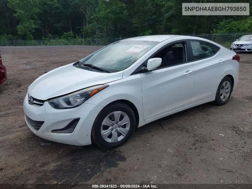 5NPDH4AE8GH793850 2016 Hyundai Elantra Se