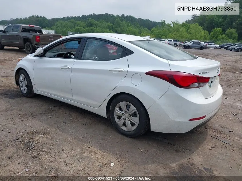 5NPDH4AE8GH793850 2016 Hyundai Elantra Se