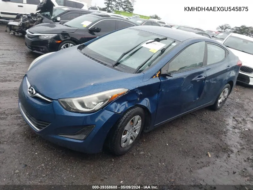 2016 Hyundai Elantra Se VIN: KMHDH4AEXGU545875 Lot: 39358688