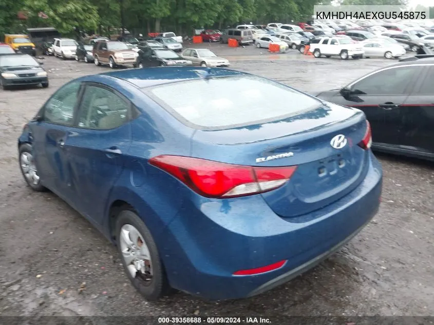 KMHDH4AEXGU545875 2016 Hyundai Elantra Se