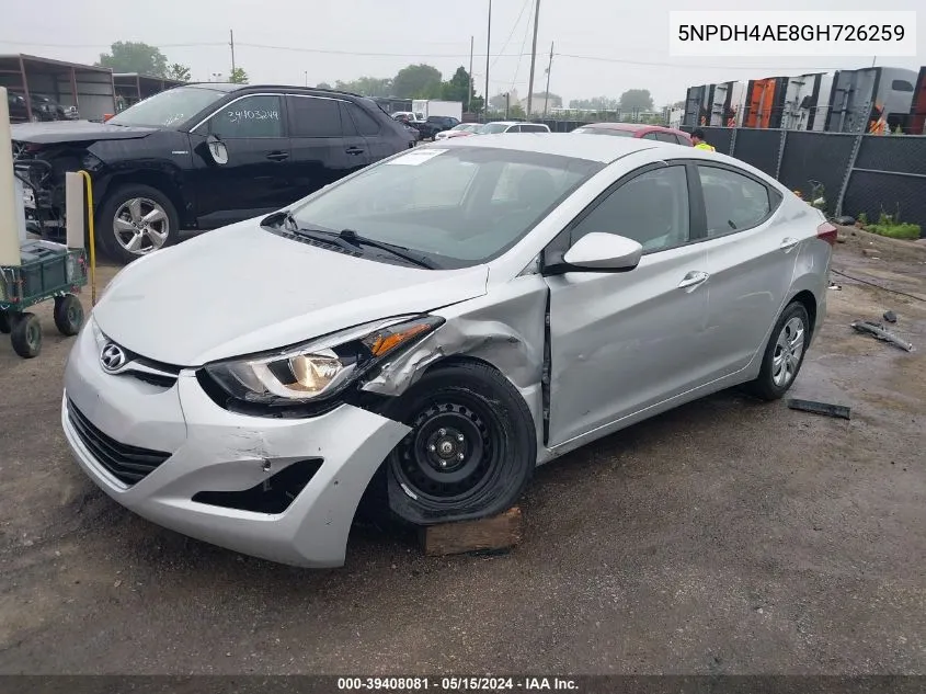 5NPDH4AE8GH726259 2016 Hyundai Elantra Se