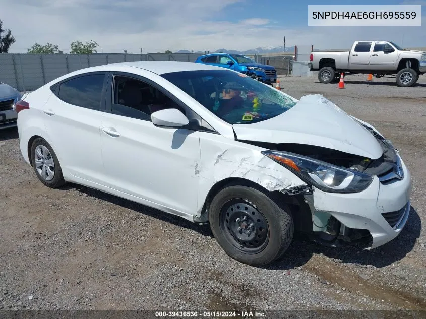 5NPDH4AE6GH695559 2016 Hyundai Elantra Se