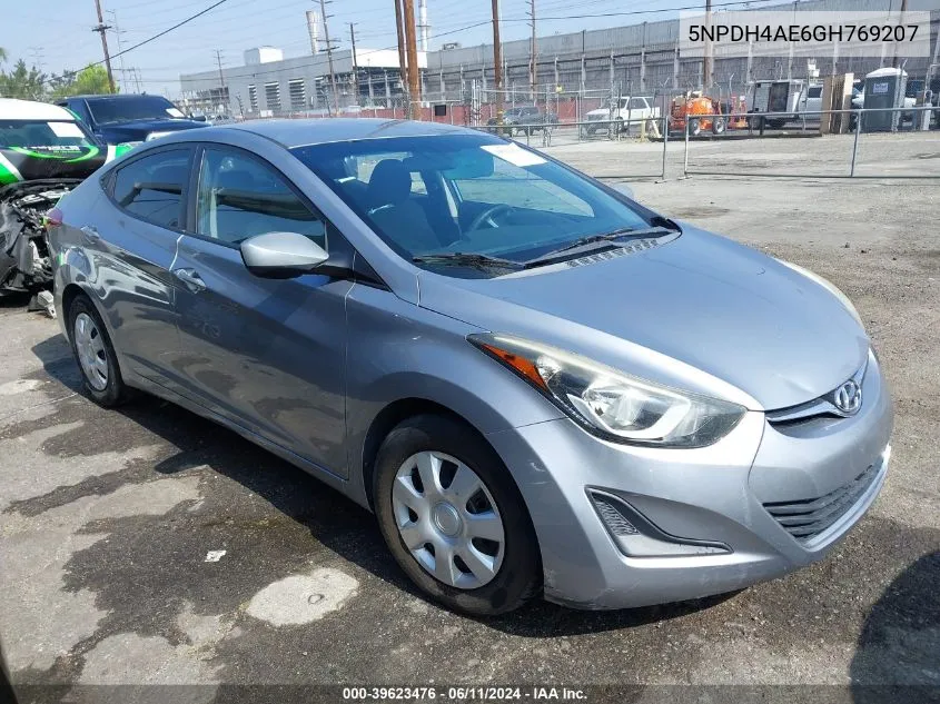 2016 Hyundai Elantra Se VIN: 5NPDH4AE6GH769207 Lot: 39623476