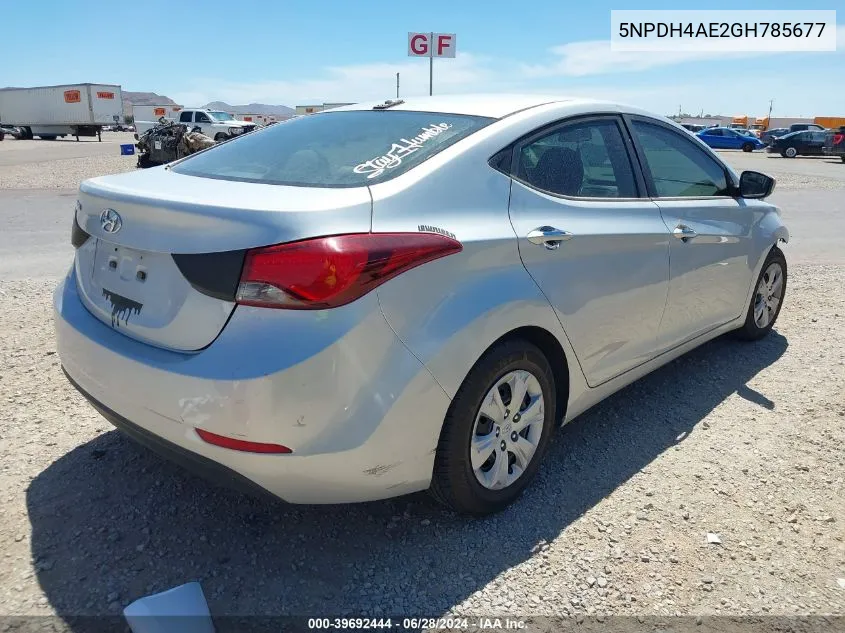 2016 Hyundai Elantra Se VIN: 5NPDH4AE2GH785677 Lot: 39692444