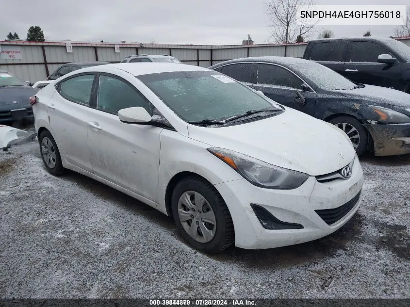 5NPDH4AE4GH756018 2016 Hyundai Elantra Se