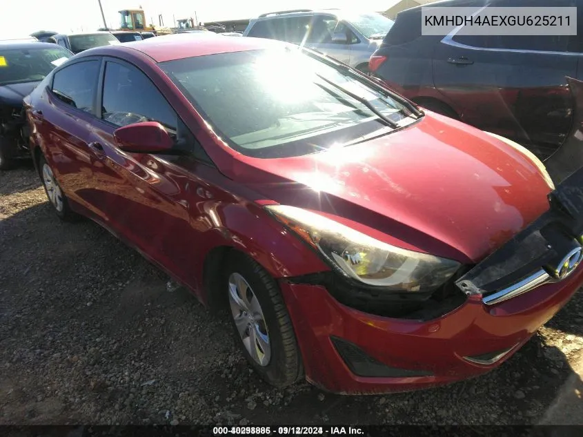 2016 Hyundai Elantra Se VIN: KMHDH4AEXGU625211 Lot: 40298885