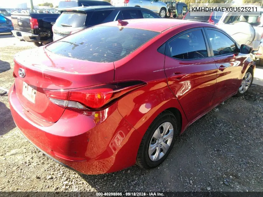 2016 Hyundai Elantra Se VIN: KMHDH4AEXGU625211 Lot: 40298885